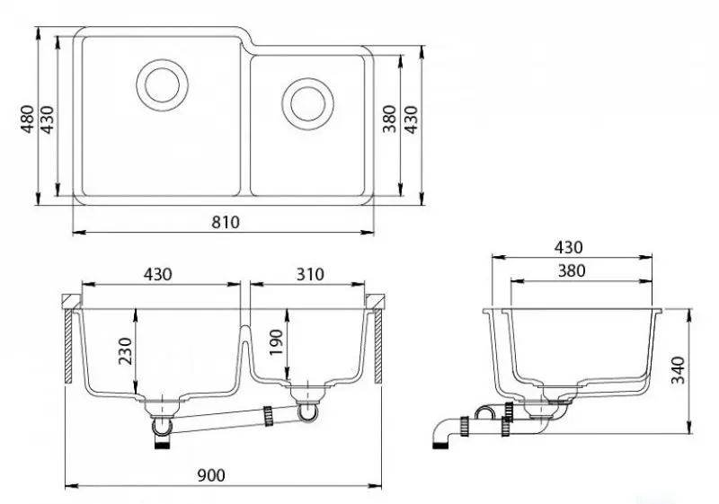 Chiuveta Aquasanita Arca SQA230LAW/SQA230RAW (Black Metallic)