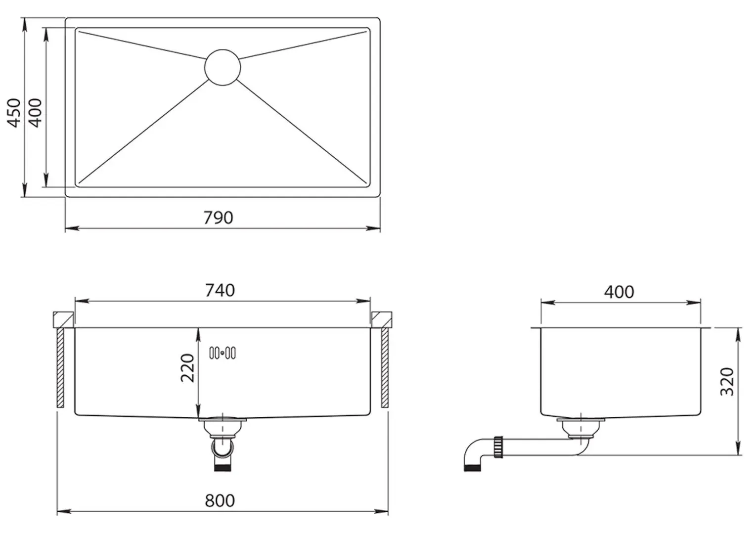 Chiuveta Aquasanita Enna ENN 100B (Inox)