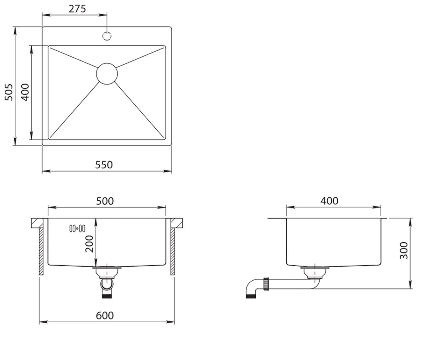 Кухонная мойка Aquasanita Luna Lun 100N (Inox)