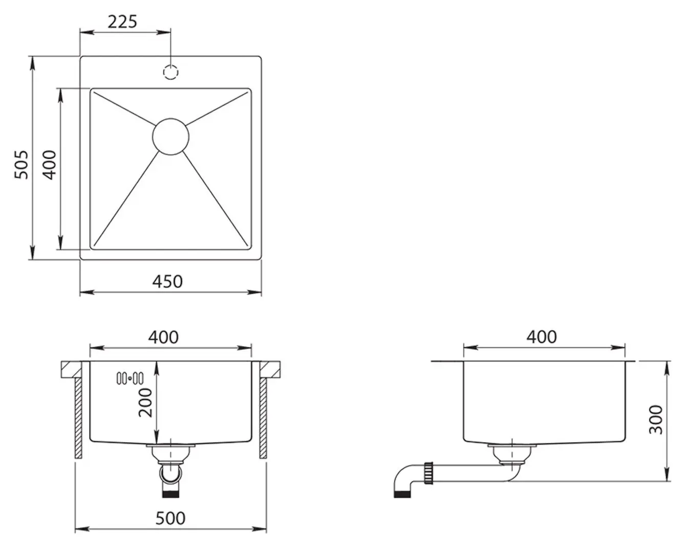Chiuveta Aquasanita Luna Lun 100X (Inox)