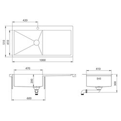 Кухонная мойка Aquasanita Luna Lun 101M-L (Inox) Thumb