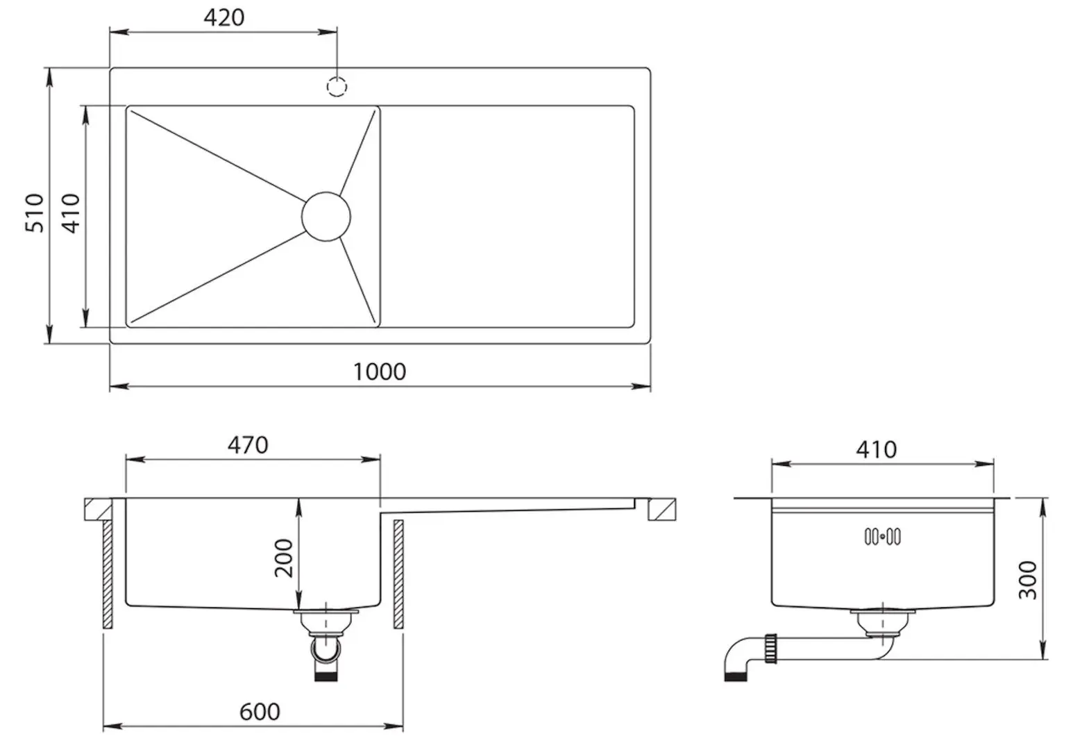 Кухонная мойка Aquasanita Luna Lun 101M-L (Inox)