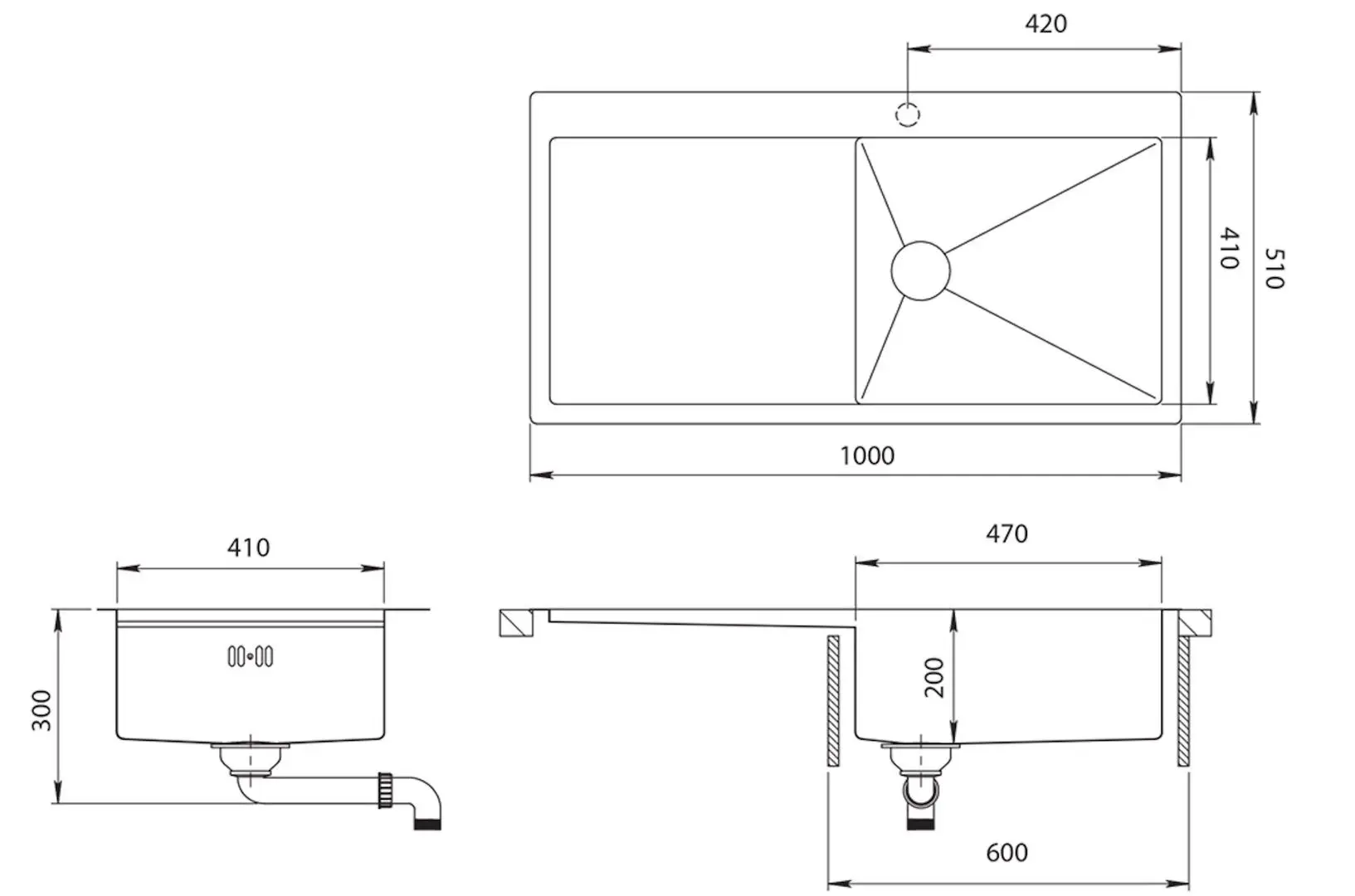 Кухонная мойка Aquasanita Luna Lun 101M-R (Inox)