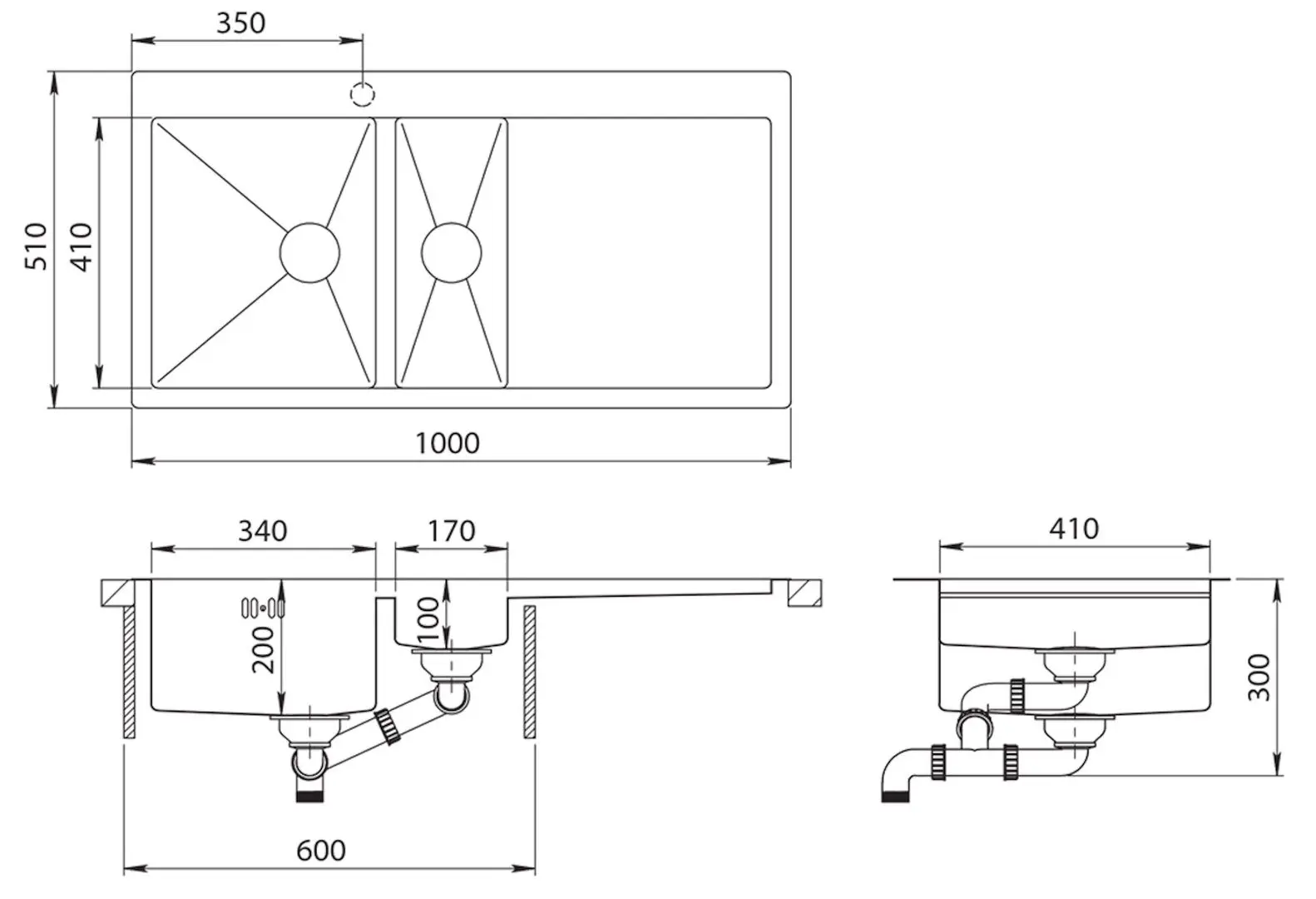 Chiuveta Aquasanita Luna Lun 151M-L (Inox)