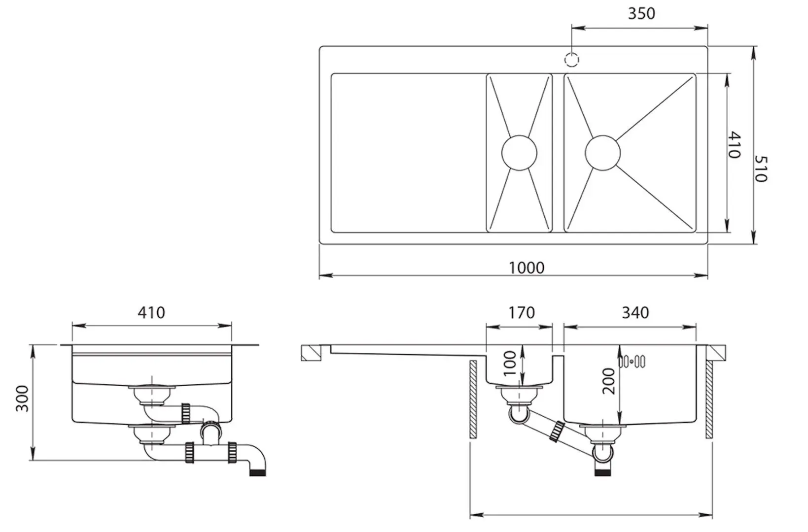 Chiuveta Aquasanita Luna Lun 151M-R (Inox)