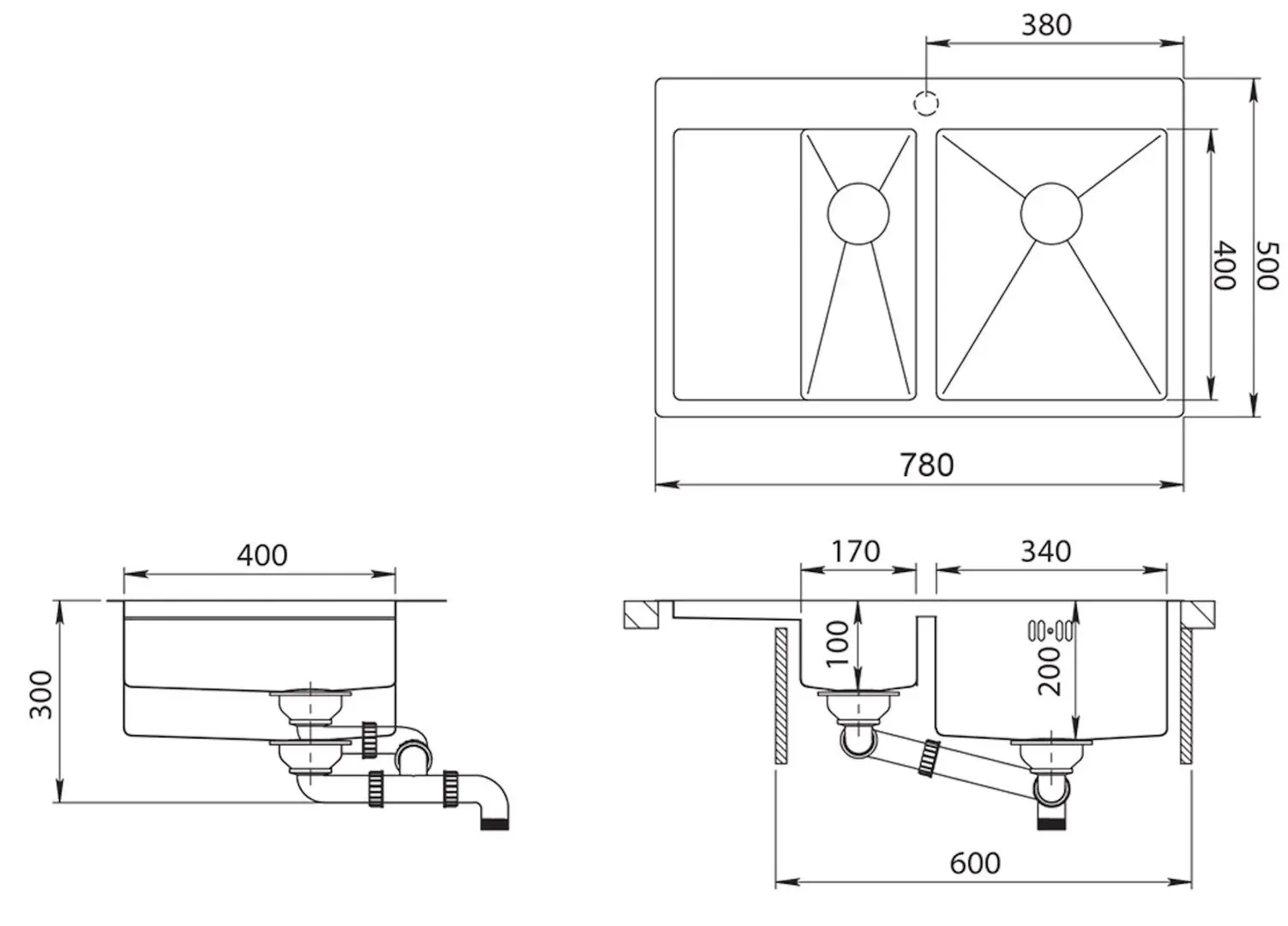 Кухонная мойка Aquasanita Luna Lun 151N-R (Inox)