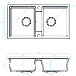 Chiuveta Backer Nona Duo 80x44 (Ivory) Thumb