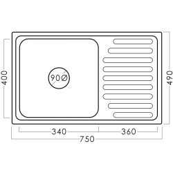 Мойка Becky 75 49 0.6 BK EPL R (Inox) Thumb