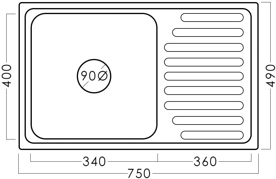 Мойка Becky 75 49 0.6 BK EPL R (Inox)