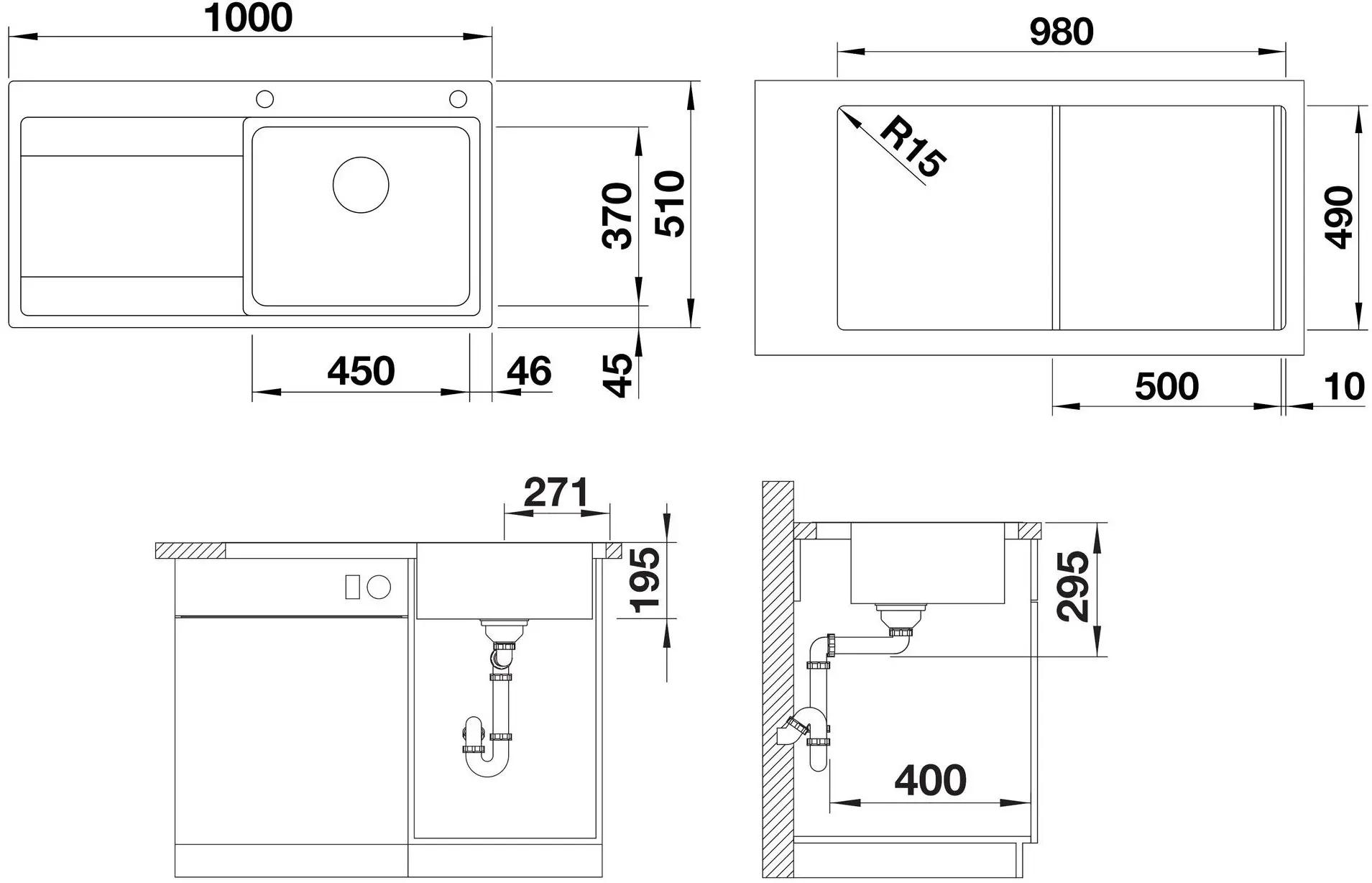 Кухонная мойка Blanco Divon II 5-S-IF (Inox) - 7