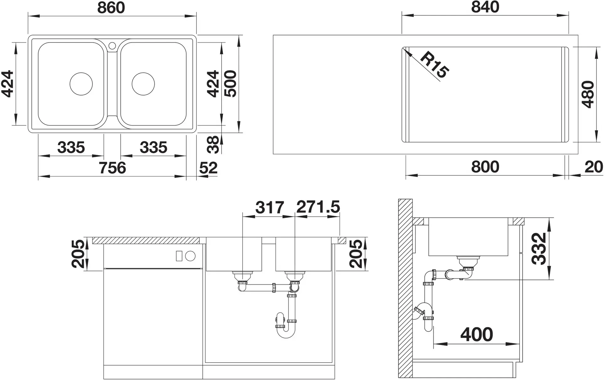 Chiuveta Blanco Lemis 8-IF 523039 (Inox) - 3