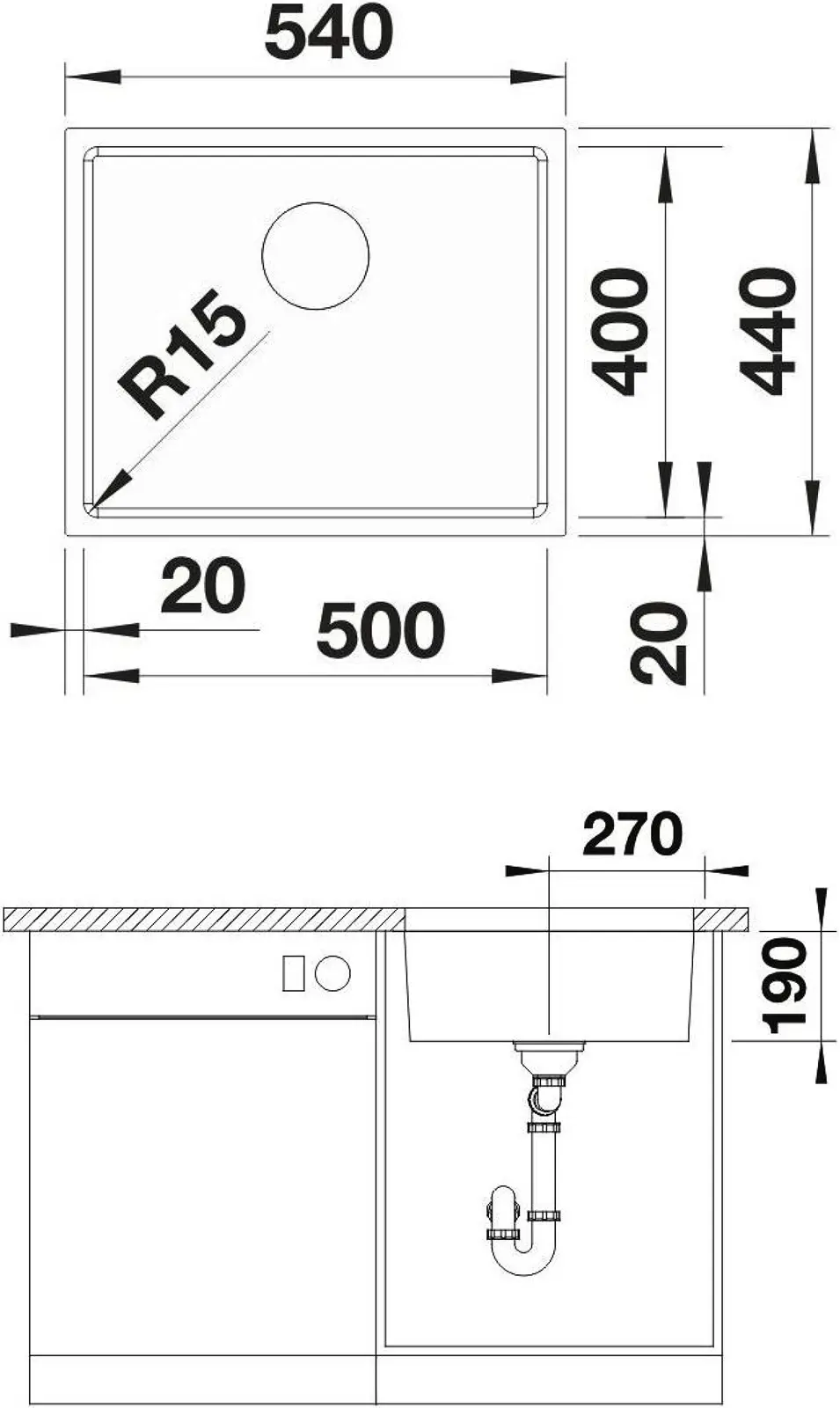 Кухонная мойка Blanco Quato 500-U 528230 (Inox) - 3