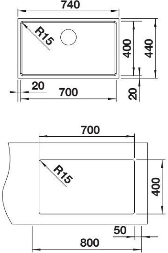 Кухонная мойка Blanco Quato 700-U 528231 (Inox) - 2