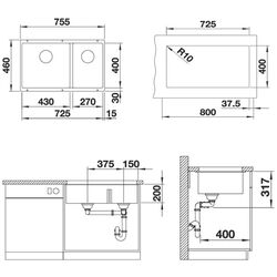 Кухонная мойка Blanco Subline 430/270 525991 (Black) Thumb