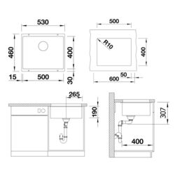 Chiuveta Blanco Subline 500-U 525995 (Black) Thumb
