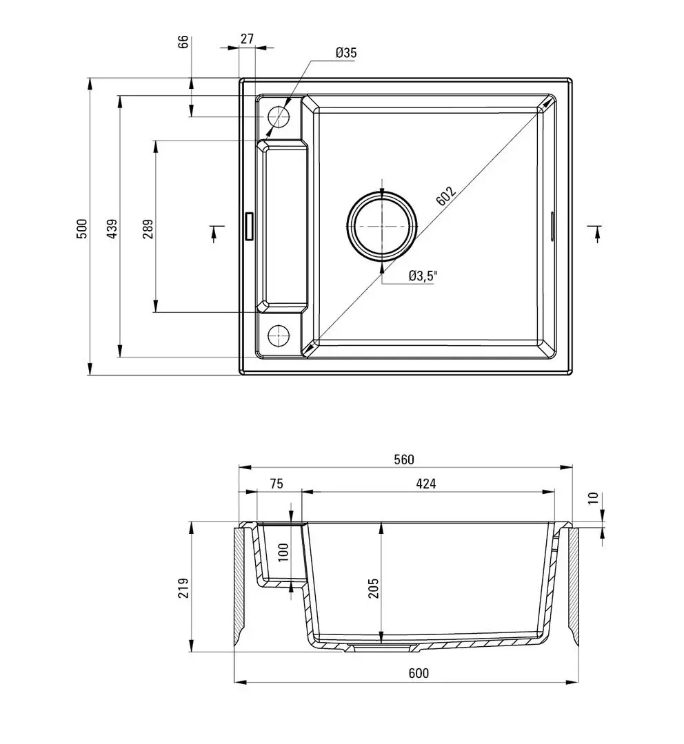 Chiuveta Deante Magnetic ZRM-N103 (Black Nero Matte)
