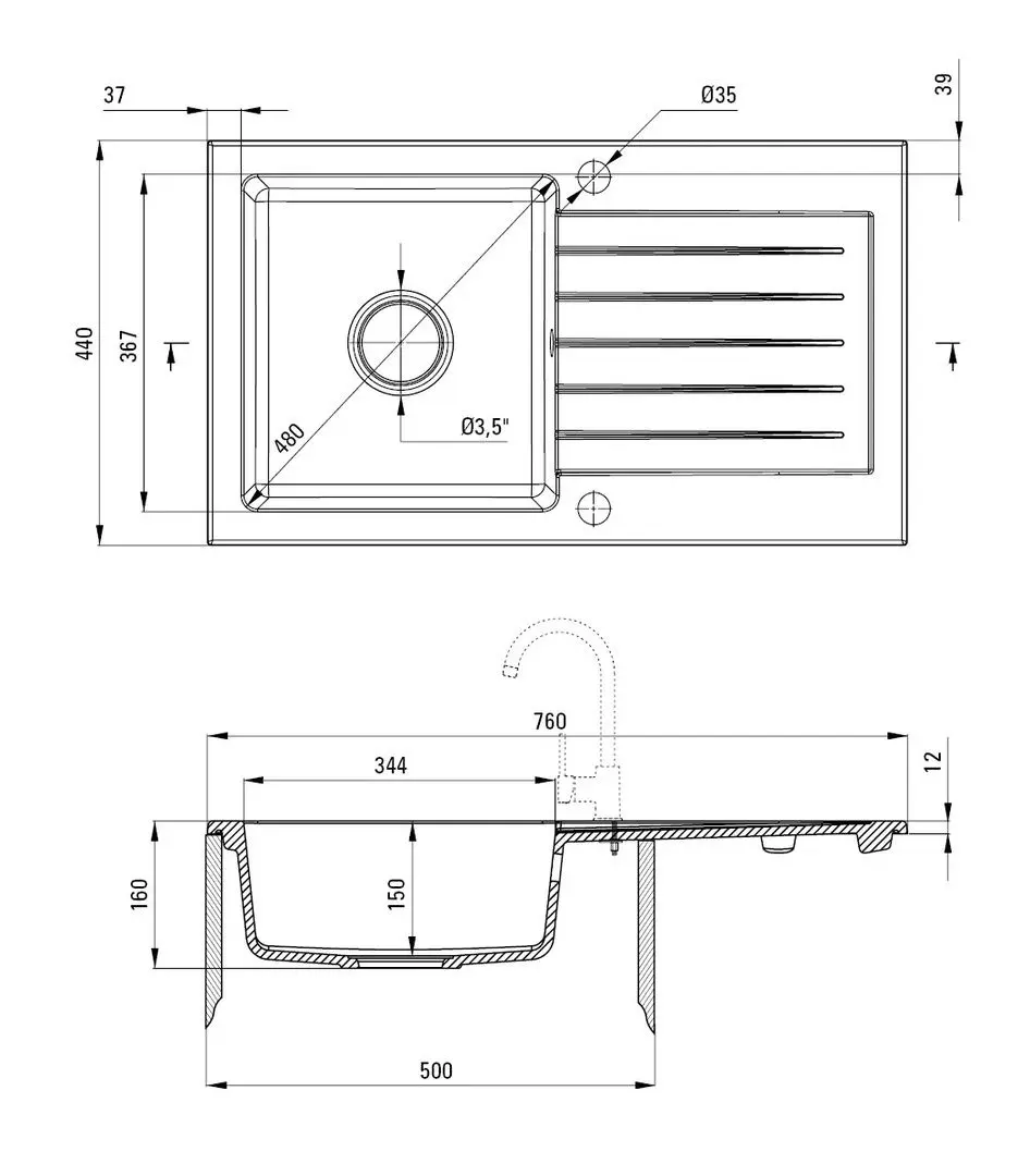 Chiuveta Deante Zorba ZQZ-N113 (Black Nero)