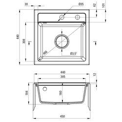 Set chiuveta + baterie Deante Zobra ZQZA2103 (Graphite) Thumb