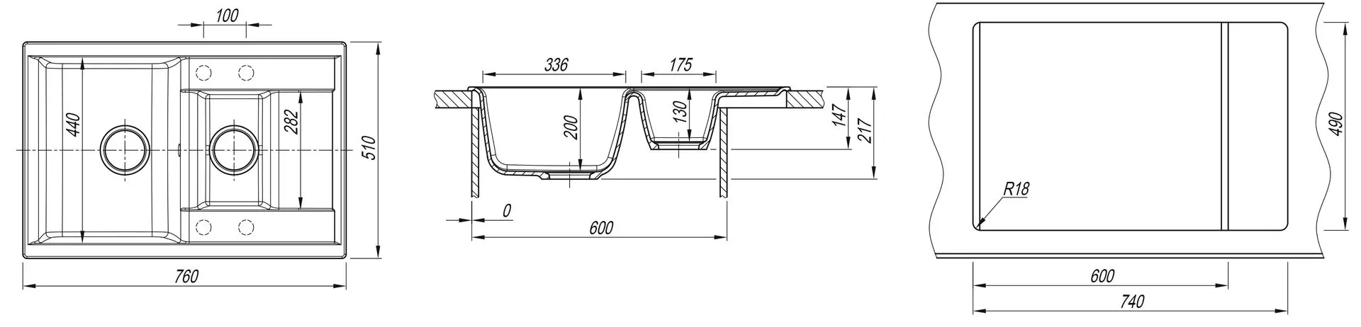 Chiuveta Dr.Gans Astra 760К (Graphite) - 3