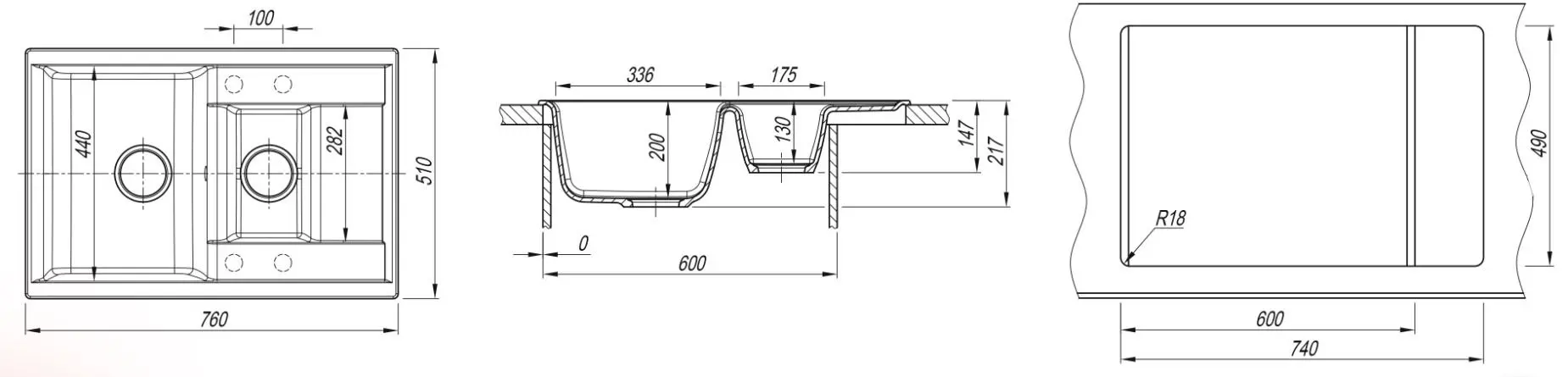 Кухонная мойка Dr.Gans Astra 760K (Latte/Beige) - 3
