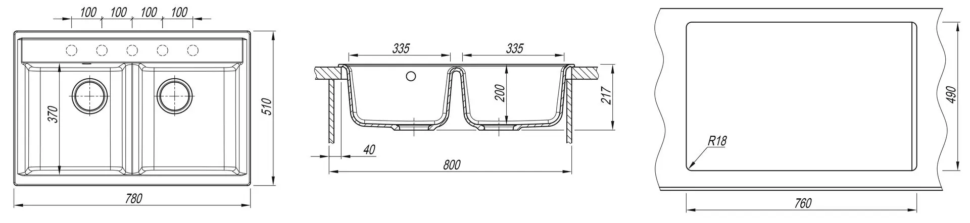 Кухонная мойка Dr.Gans Astra 780 (Graphite) - 4