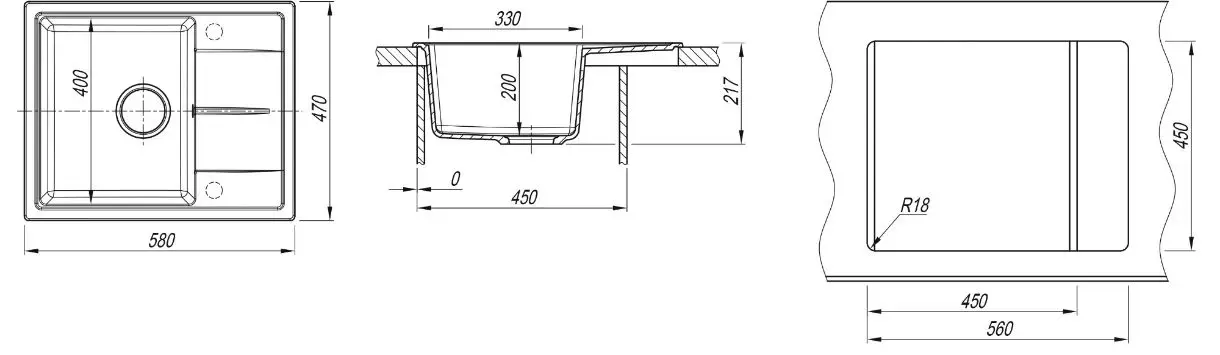 Chiuveta Dr.Gans Nica 580 (Graphite) - 3