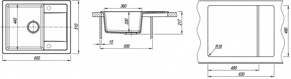 Кухонная мойка Dr.Gans Tehno 650 (Graphite) - 2