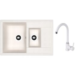 Кухонная мойка + смеситель Dr.Gans Astra 760K+SanDonna F7073 (White)