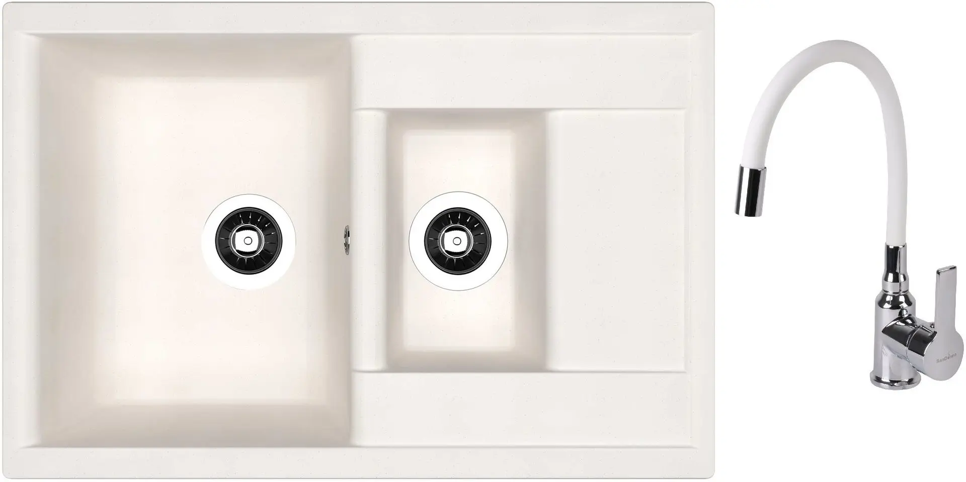 Кухонная мойка + смеситель Dr.Gans Astra 760K+SanDonna F9995 (White)