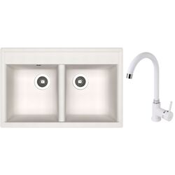 Кухонная мойка + смеситель Dr.Gans Astra 780+SanDonna F7073 (White)