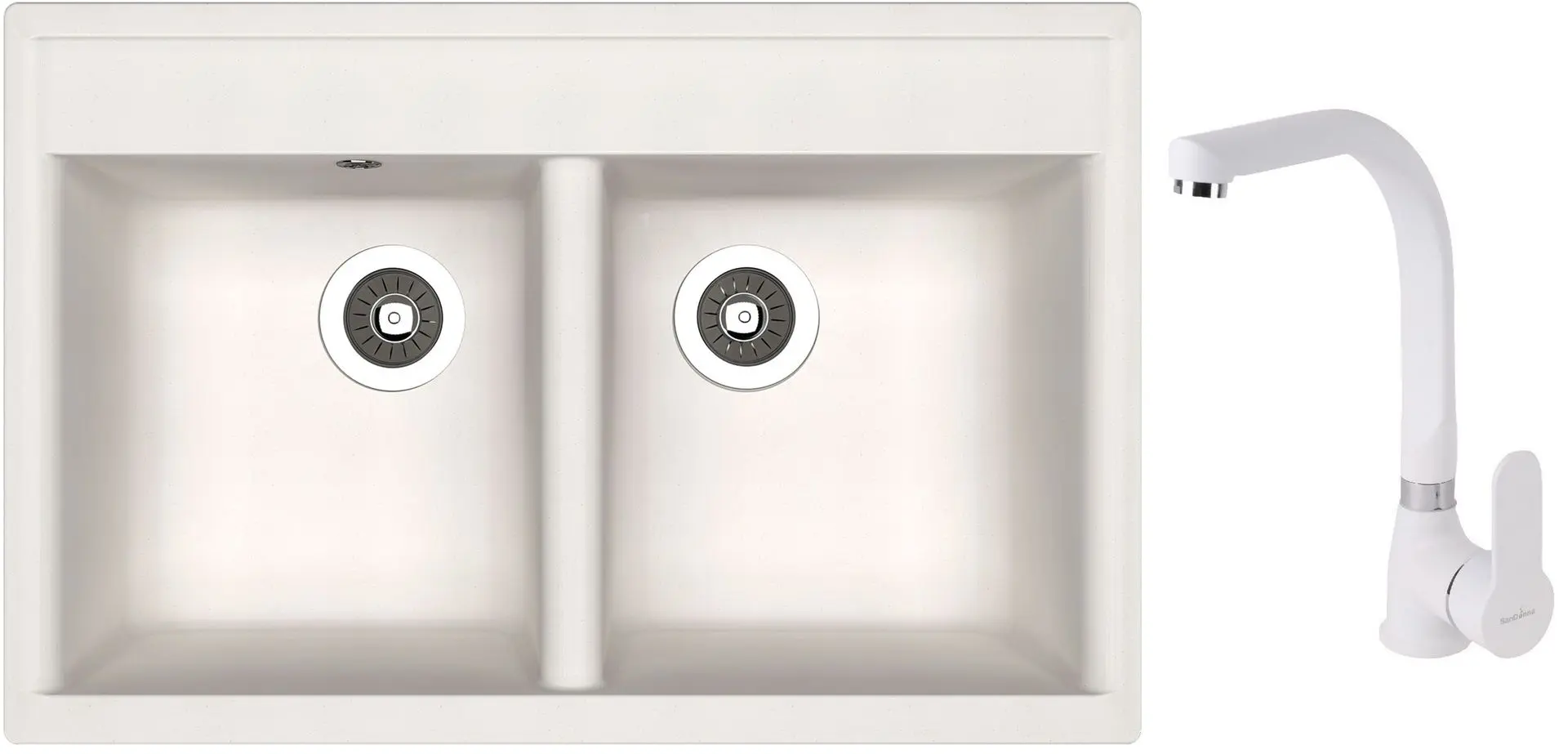 Кухонная мойка + смеситель Dr.Gans Astra 780+SanDonna F7103 (White)