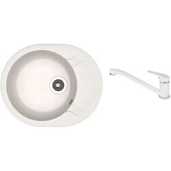 Кухонная мойка + смеситель Dr.Gans Berta 580+SanDonna F1066 (White)