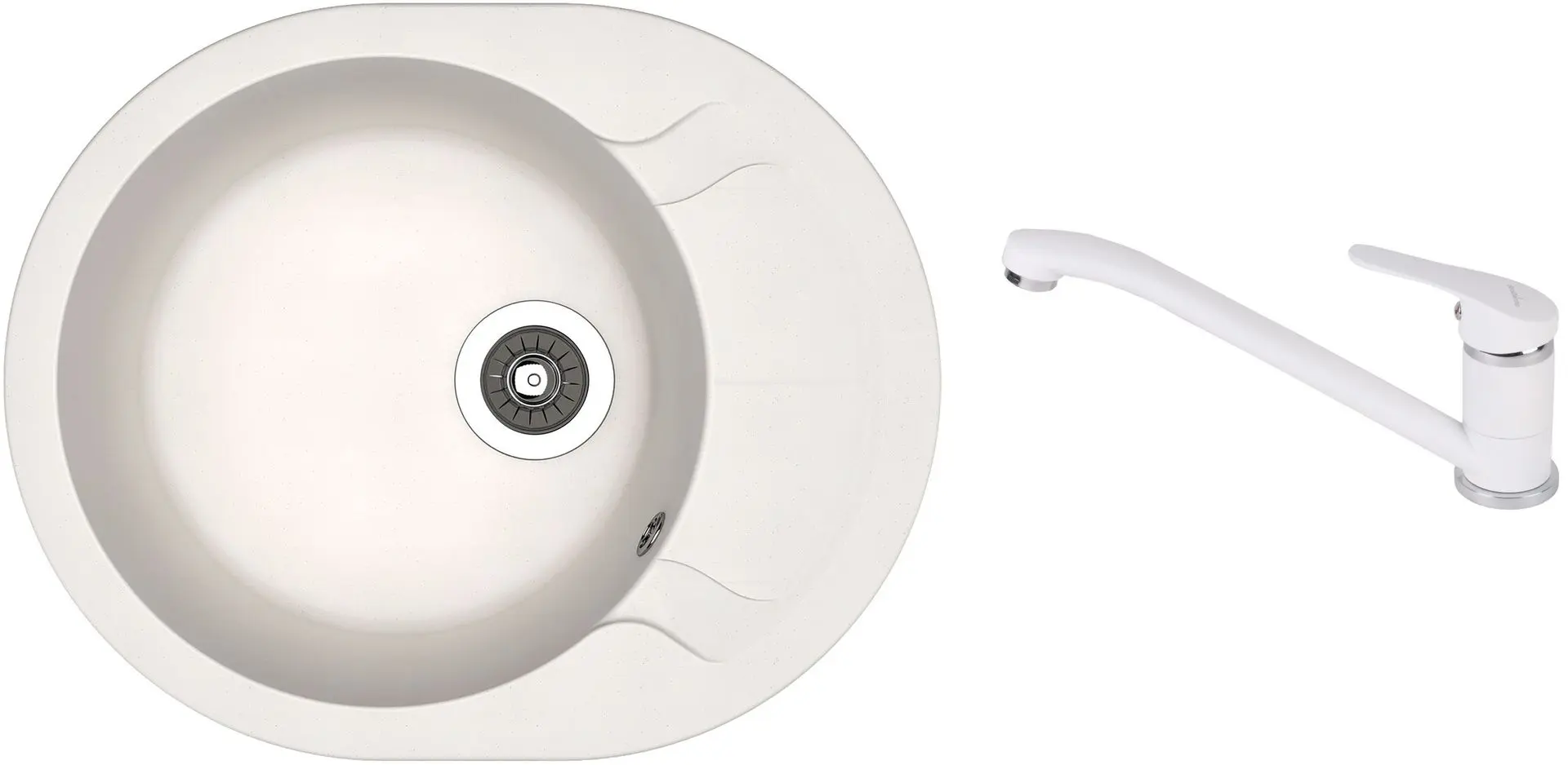 Кухонная мойка + смеситель Dr.Gans Berta 580+SanDonna F1066 (White)