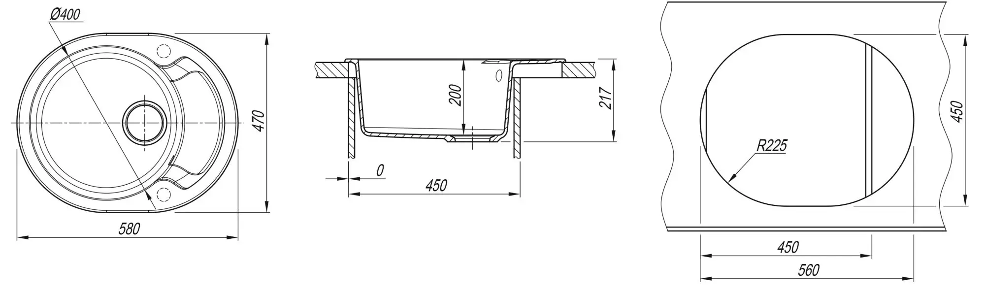 Chiuveta + baterie Dr.Gans Berta 580+SanDonna F1069 (Black) - 7