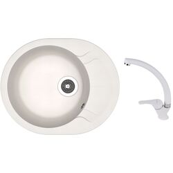 Кухонная мойка + смеситель Dr.Gans Berta 580+SanDonna F1069 (White)