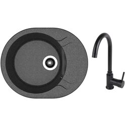 Кухонная мойка + смеситель Dr.Gans Berta 580+SanDonna F7073 (Black)