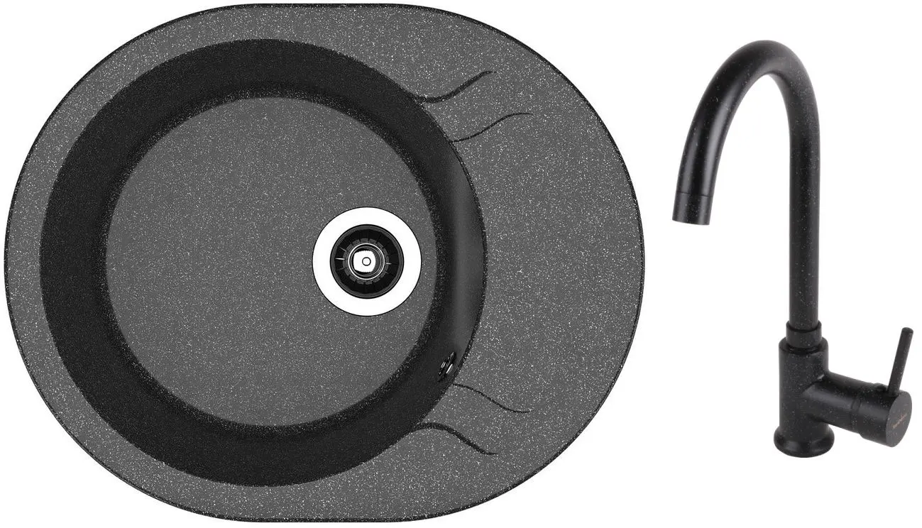 Кухонная мойка + смеситель Dr.Gans Berta 580+SanDonna F7073 (Black)