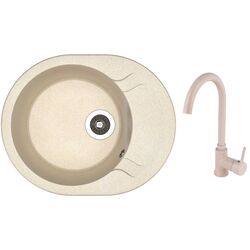 Кухонная мойка + смеситель Dr.Gans Berta 580+SanDonna F7073 (Latte/Beige)