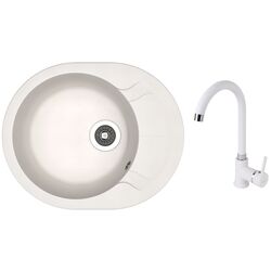 Кухонная мойка + смеситель Dr.Gans Berta 580+SanDonna F7073 (White)