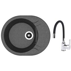 Кухонная мойка + смеситель Dr.Gans Berta 580+SanDonna F9995 (Black)