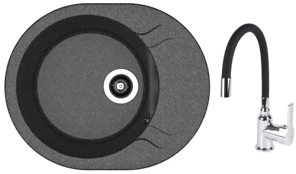 Кухонная мойка + смеситель Dr.Gans Berta 580+SanDonna F9995 (Black)