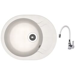 Кухонная мойка + смеситель Dr.Gans Berta 580+SanDonna F9995 (White)