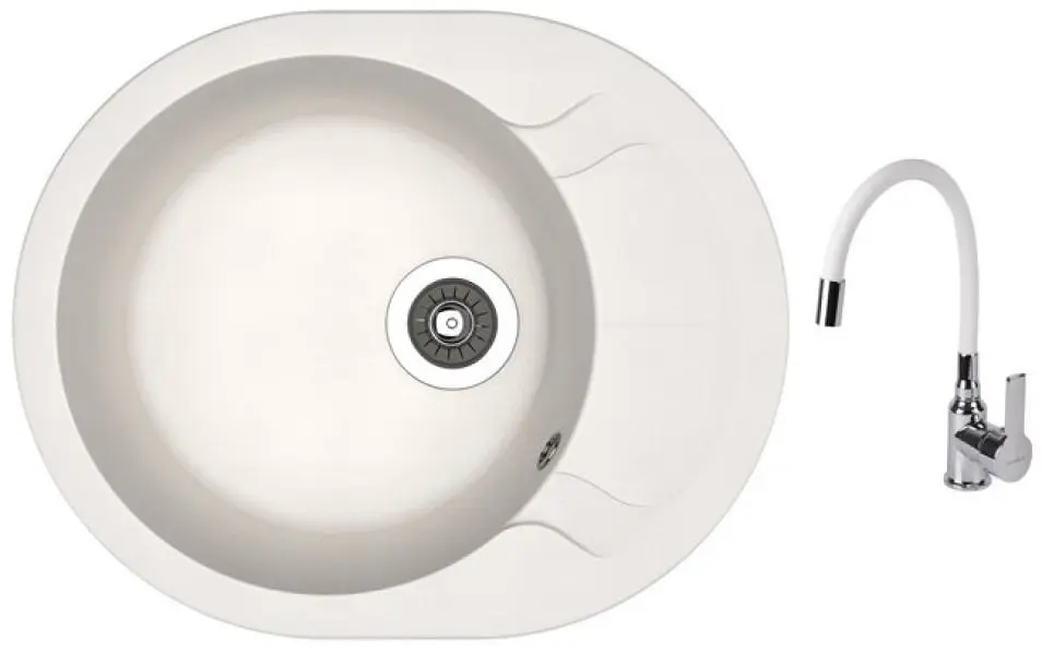 Кухонная мойка + смеситель Dr.Gans Berta 580+SanDonna F9995 (White)