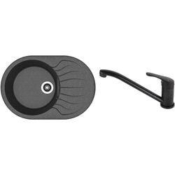 Кухонная мойка + смеситель Dr.Gans Berta 760+SanDonna F1066 (Black)