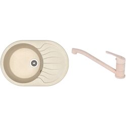 Кухонная мойка + смеситель Dr.Gans Berta 760+SanDonna F1066 (Latte/Beige)