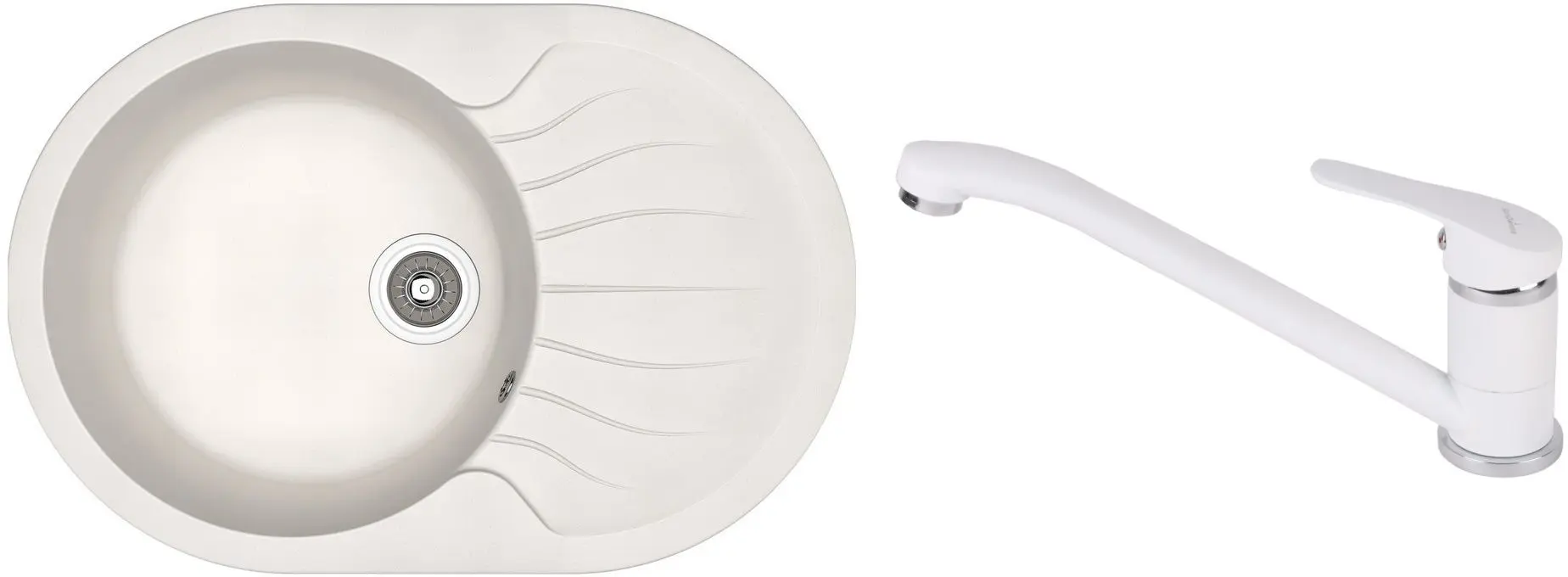 Кухонная мойка + смеситель Dr.Gans Berta 760+SanDonna F1066 (White)