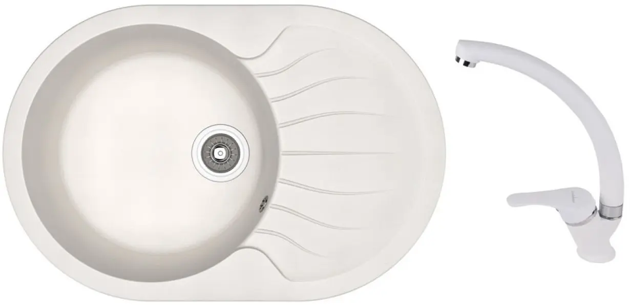 Кухонная мойка + смеситель Dr.Gans Berta 760+SanDonna F1069 (White)