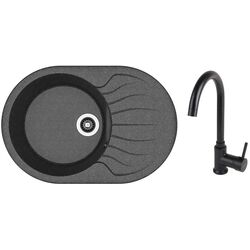 Кухонная мойка + смеситель Dr.Gans Berta 760+SanDonna F7073 (Black)