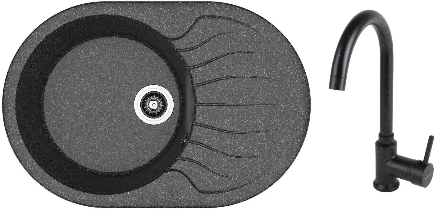 Chiuveta + baterie Dr.Gans Berta 760+SanDonna F7073 (Black)