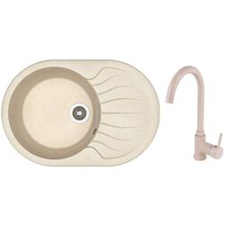 Кухонная мойка + смеситель Dr.Gans Berta 760+SanDonna F7073 (Latte/Beige)